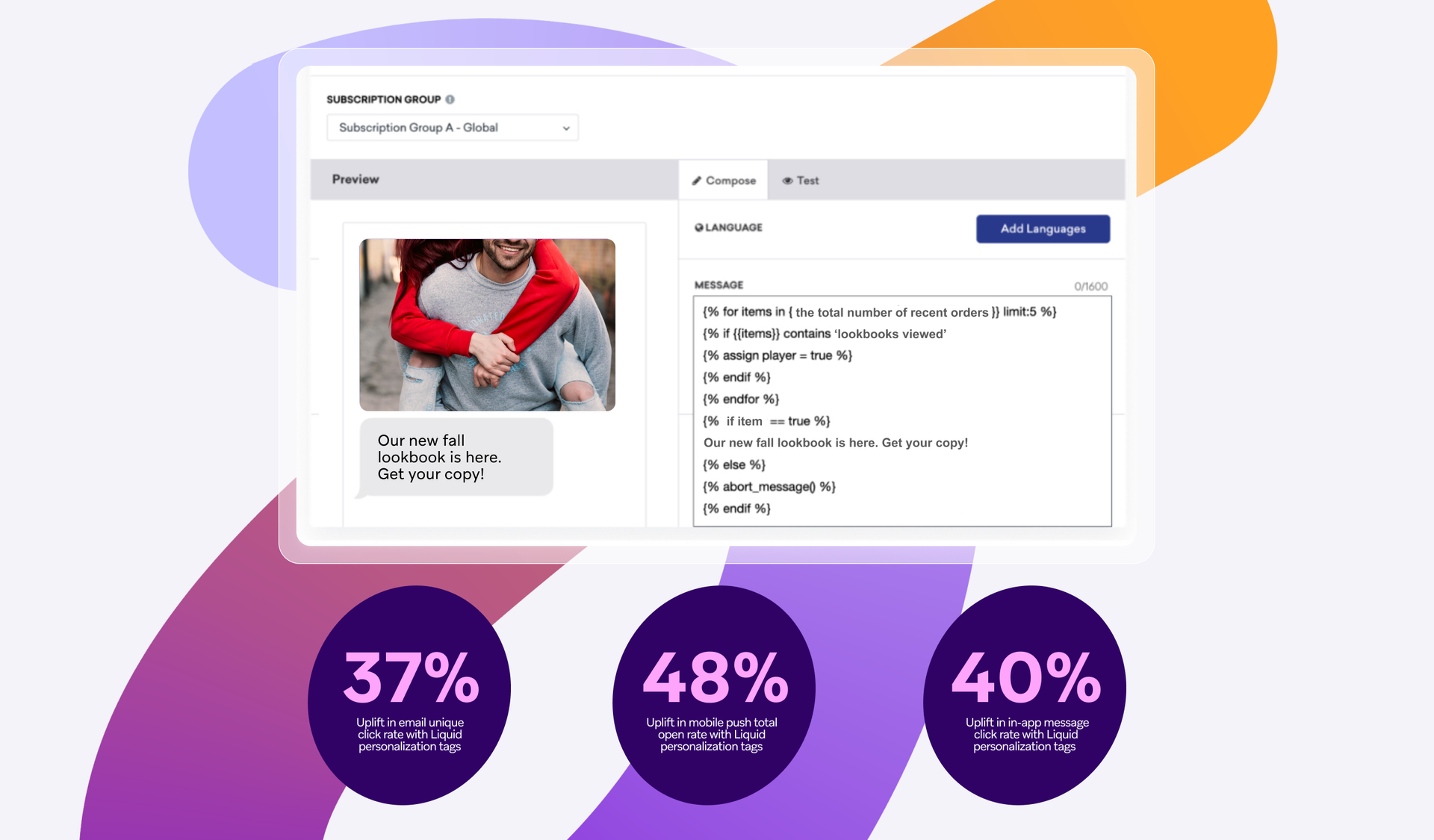 a screenshot of a subscription group with a purple background