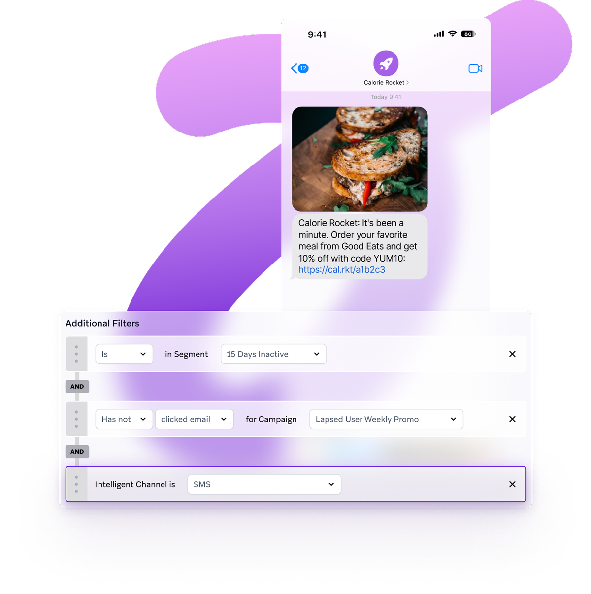 a phone screen shows a message from sandwich emperor