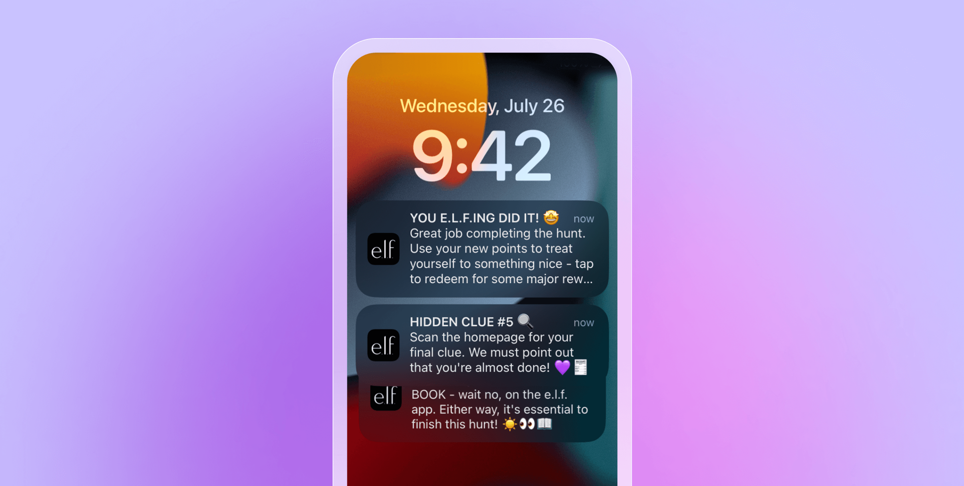 wednesday july 26 is displayed on a phone screen
