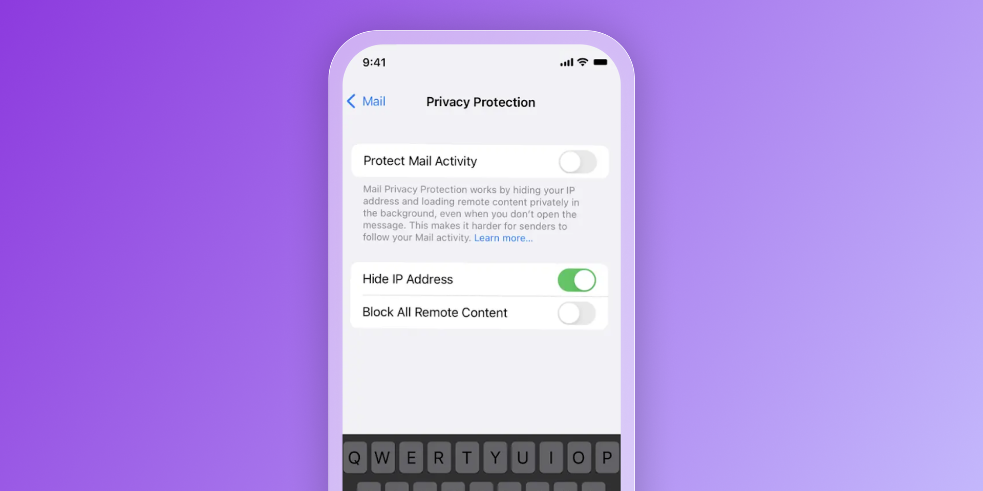 a screenshot of the privacy protection settings on an iphone .