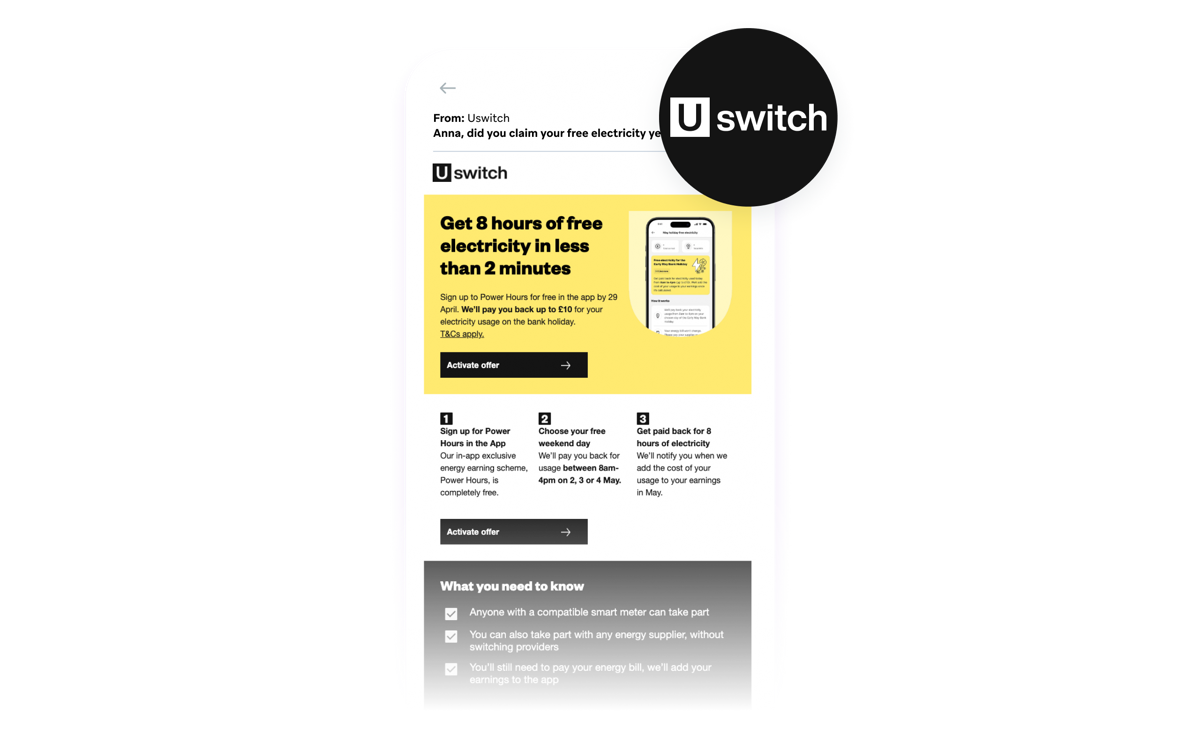 Uswitch turns AI-optimized subject lines and CTAs into a smarter path to smart meter connections