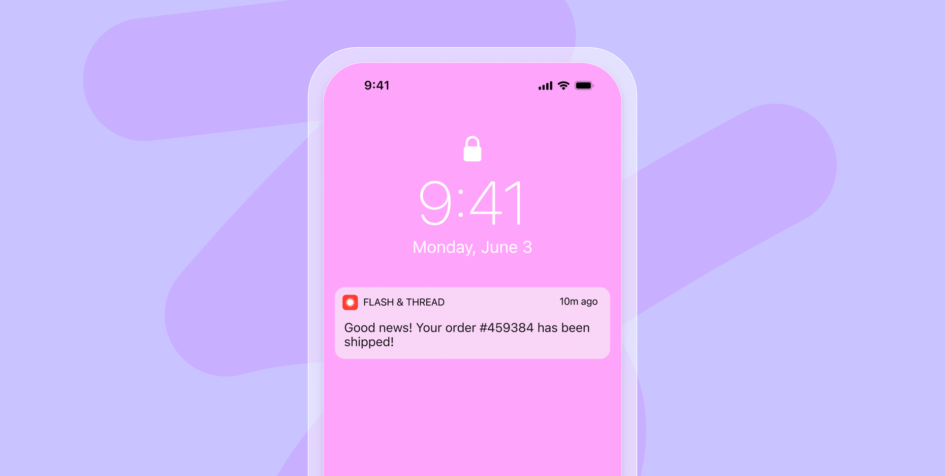 a phone displays a message from flash & thread