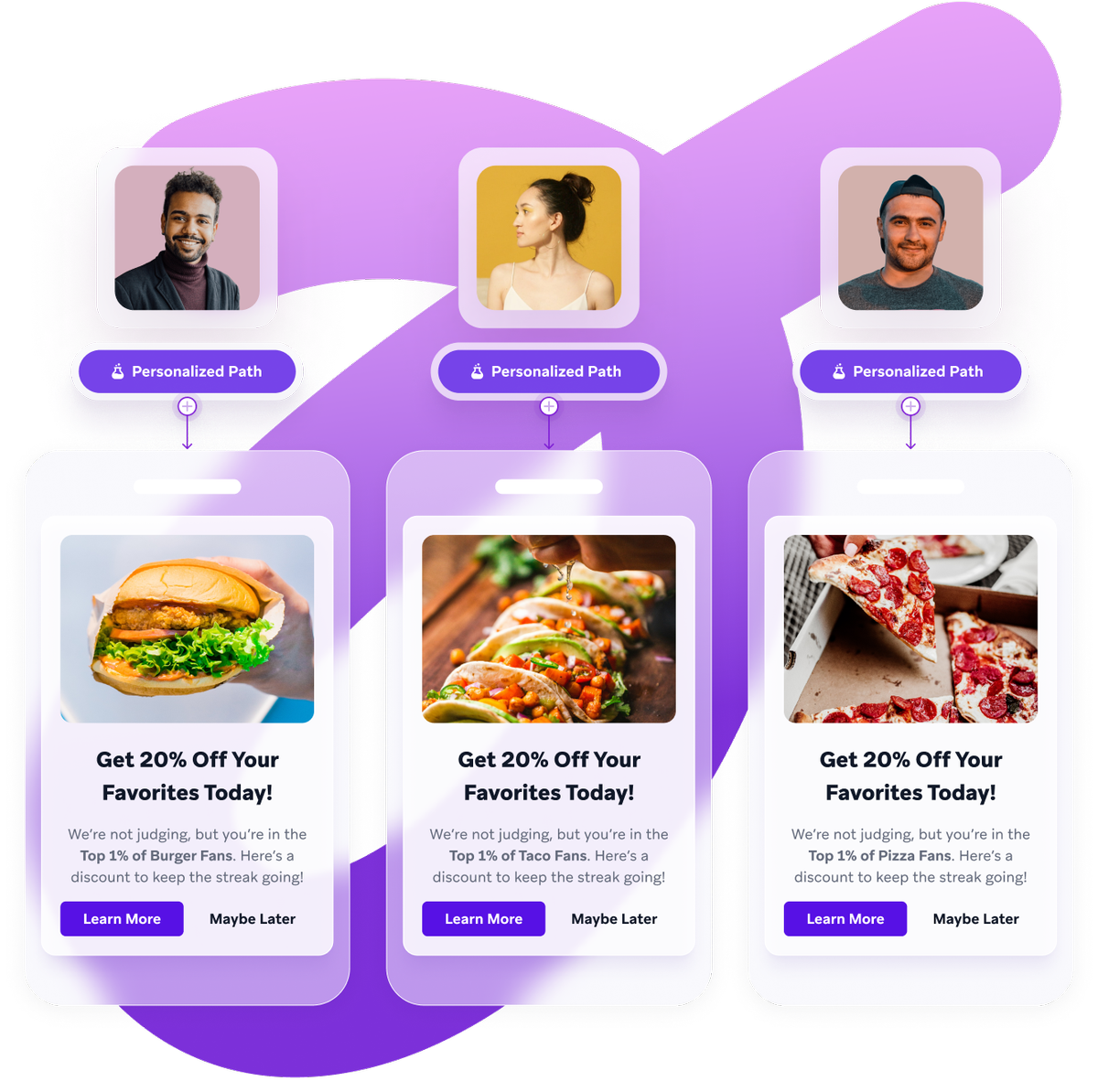 a purple background with a bunch of advertisements on it