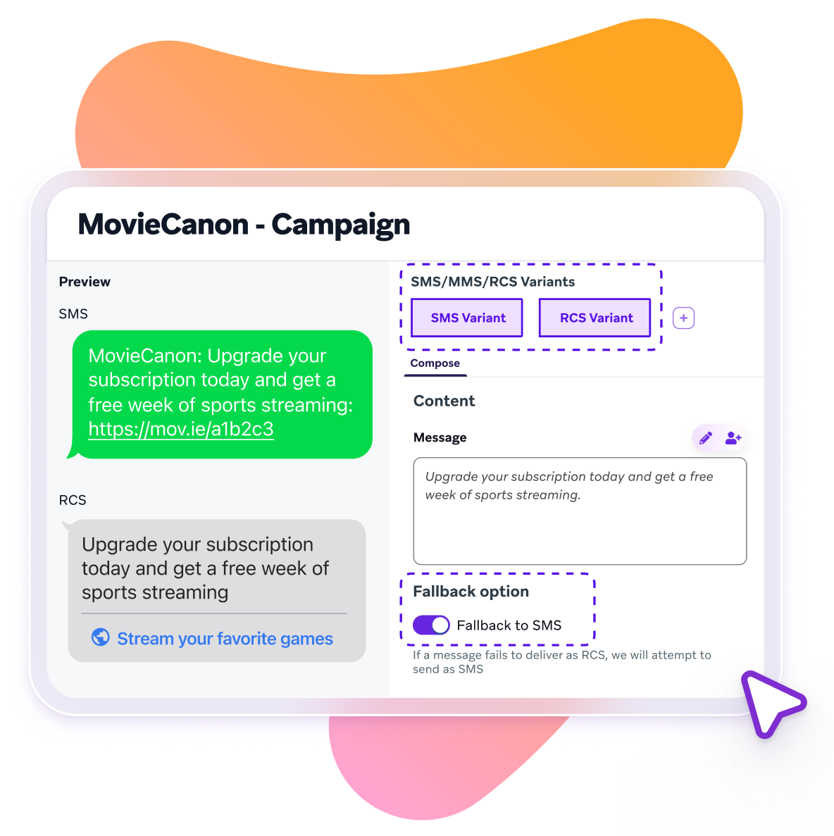 a screenshot of a movie canon campaign that says upgrade your subscription today and get a free week of sports streaming