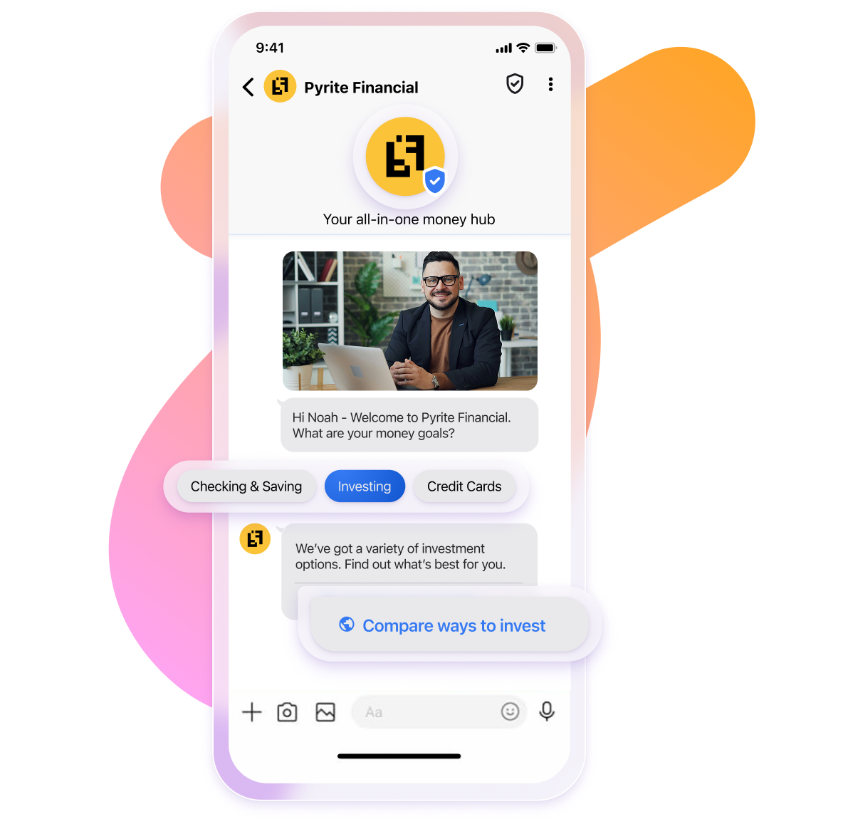 a phone with a financial app on it