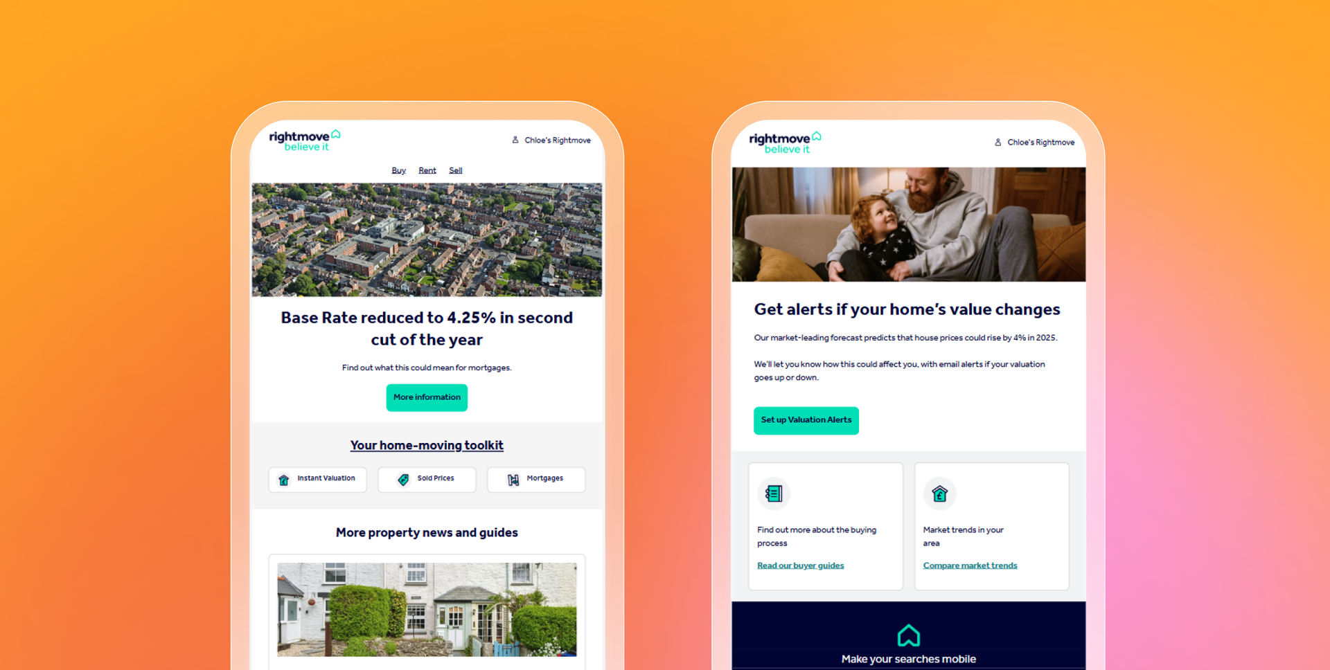 a couple of phones displaying an email from nightmove