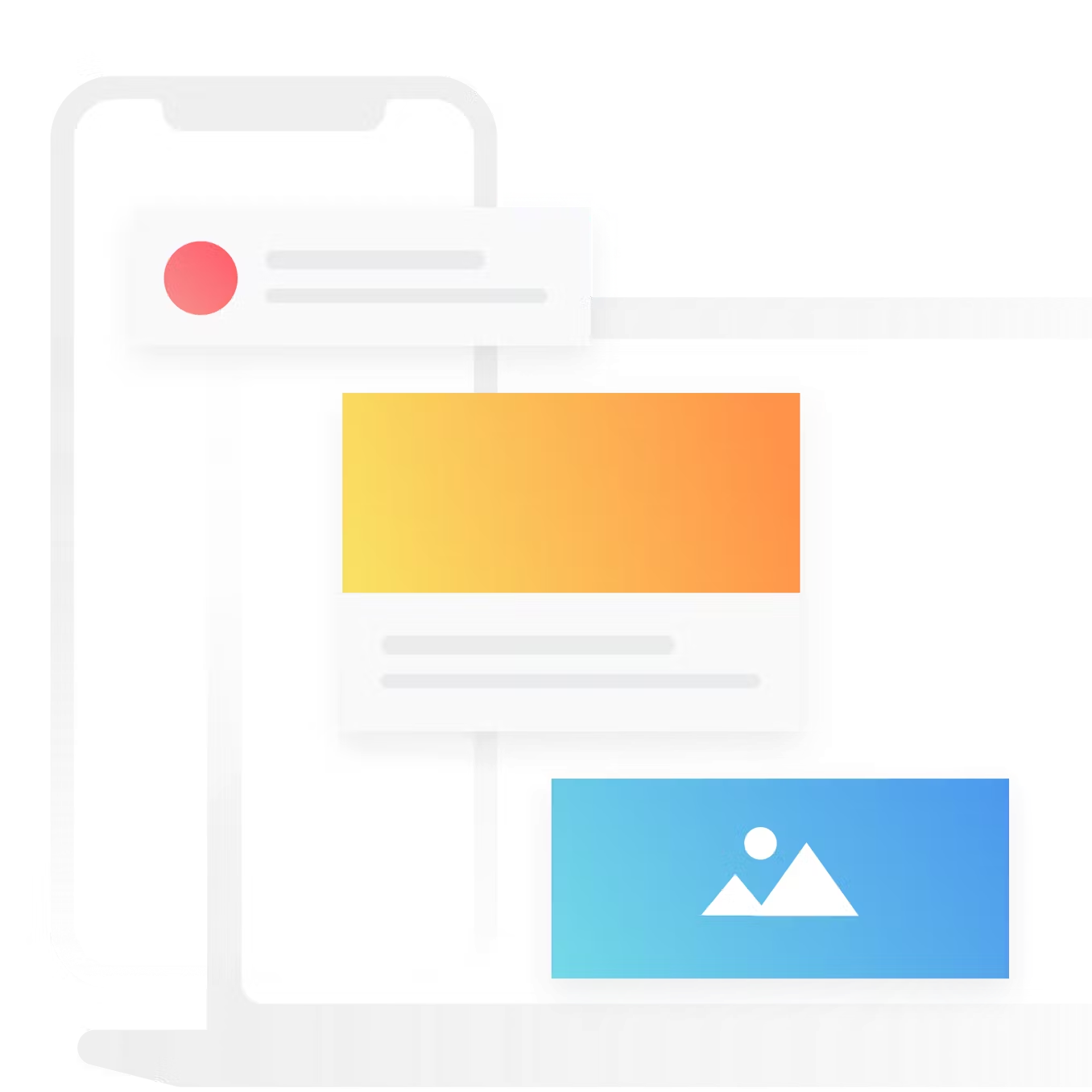 an illustration of a cell phone a laptop and a picture