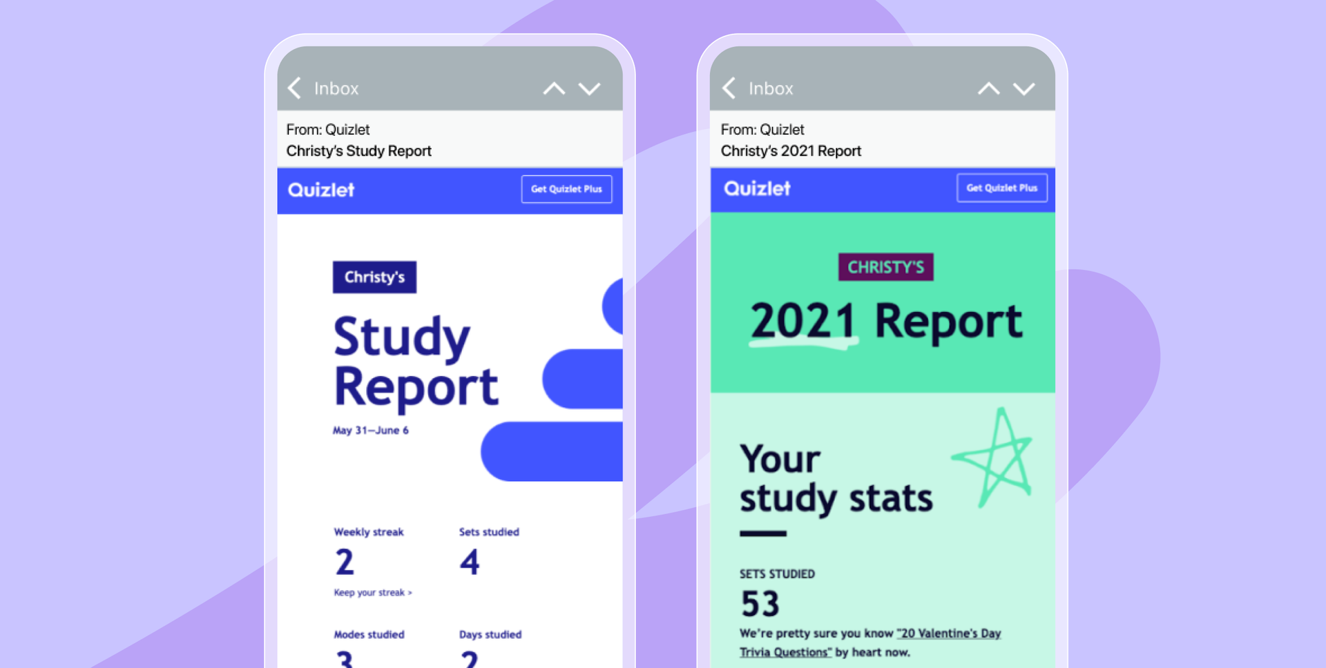 a study report from christy 's quizzlet is shown on a phone