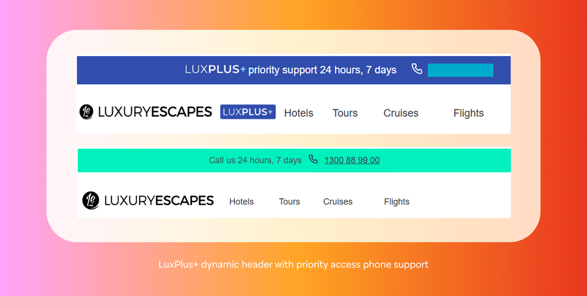 a luxuryescapes website has a priority support 24 hours 7 days