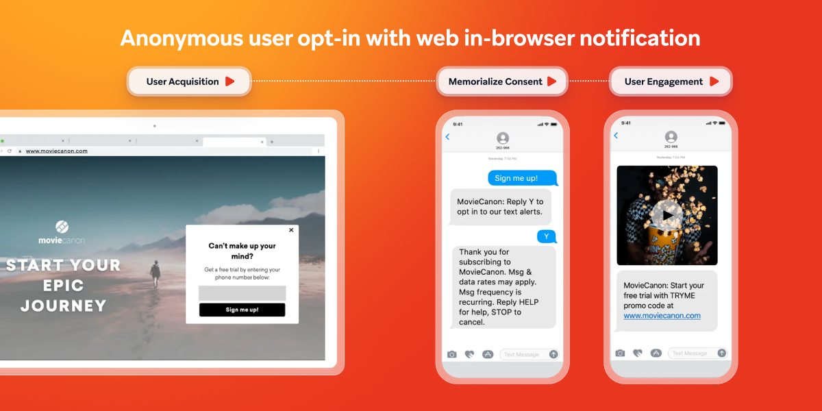 an advertisement for anonymous user opt-in with web in-browser notification