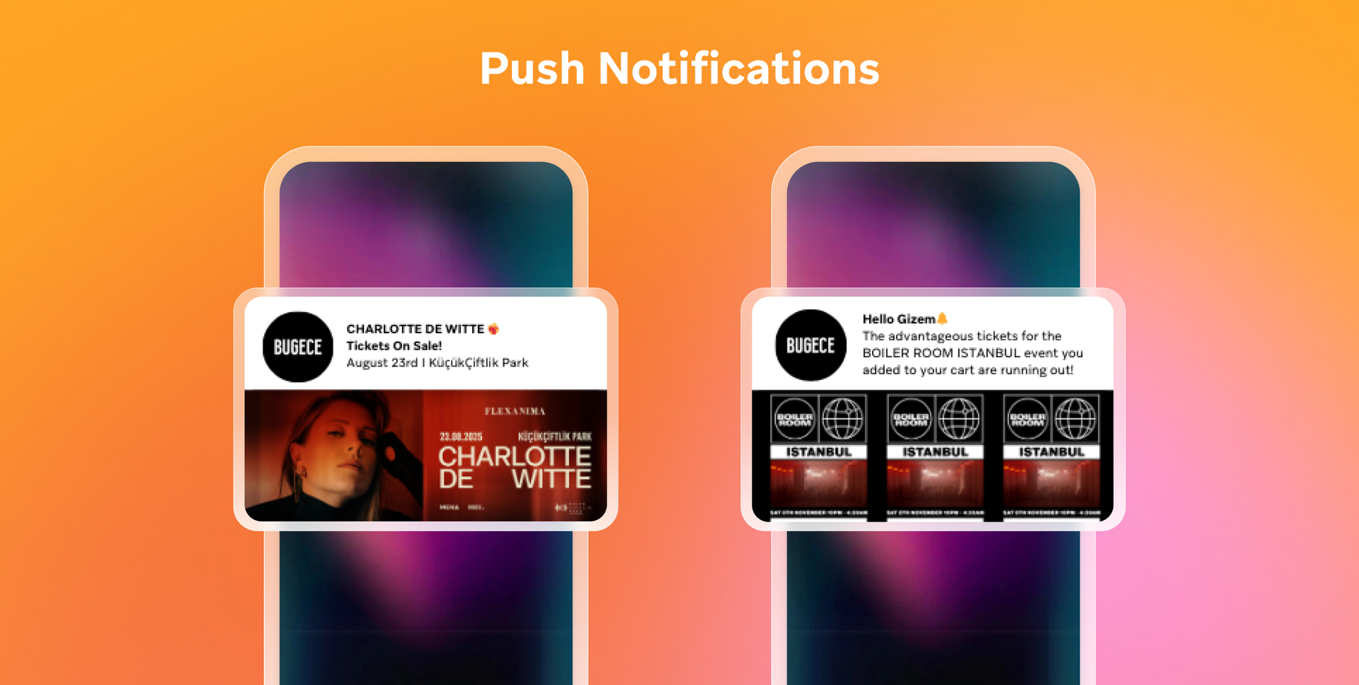 two phones with push notifications for charlotte de witte