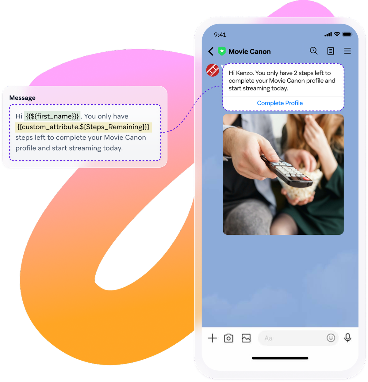 a phone displays a message from movie canon
