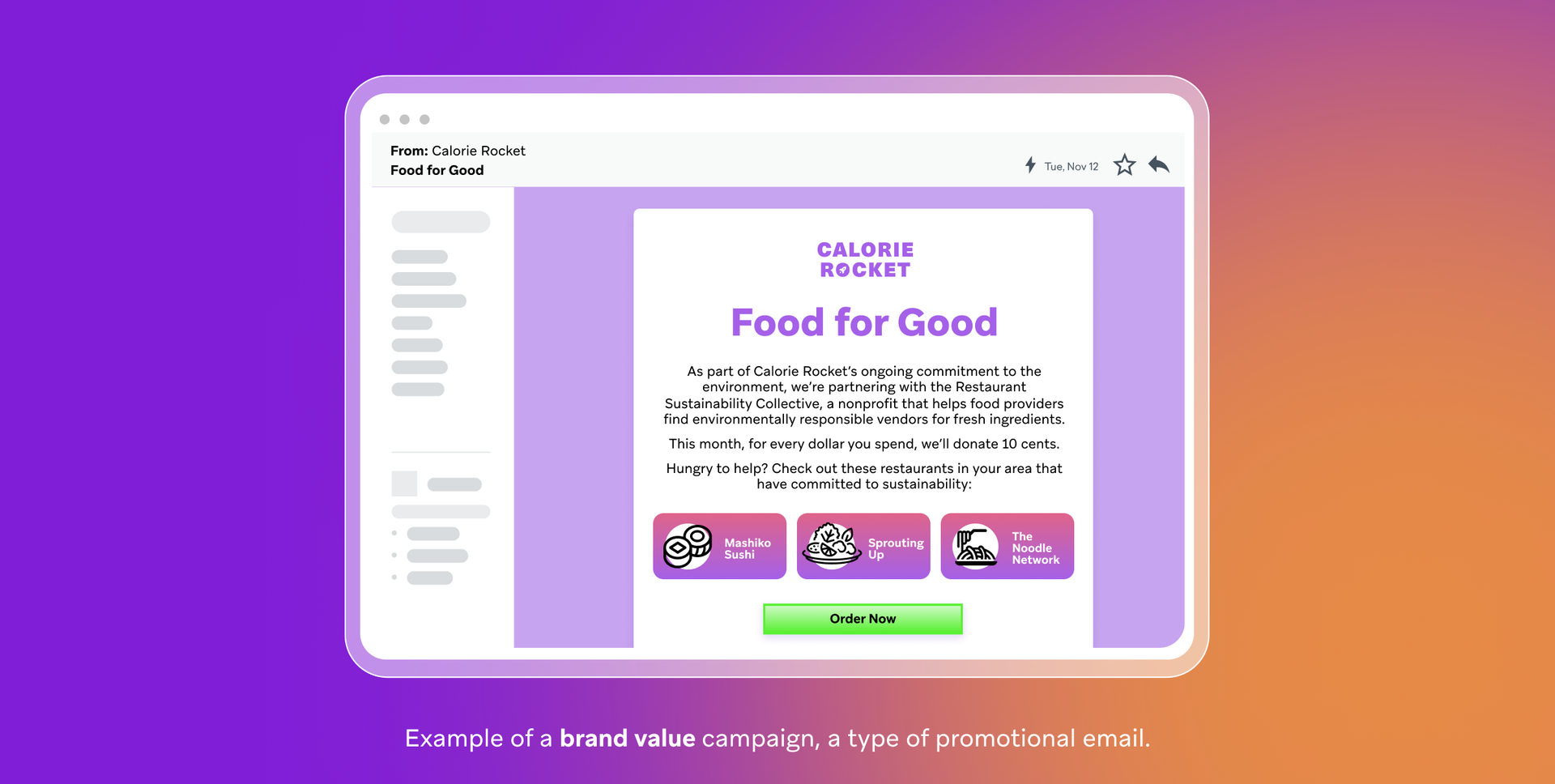 an example of a brand value campaign a type of promotional email