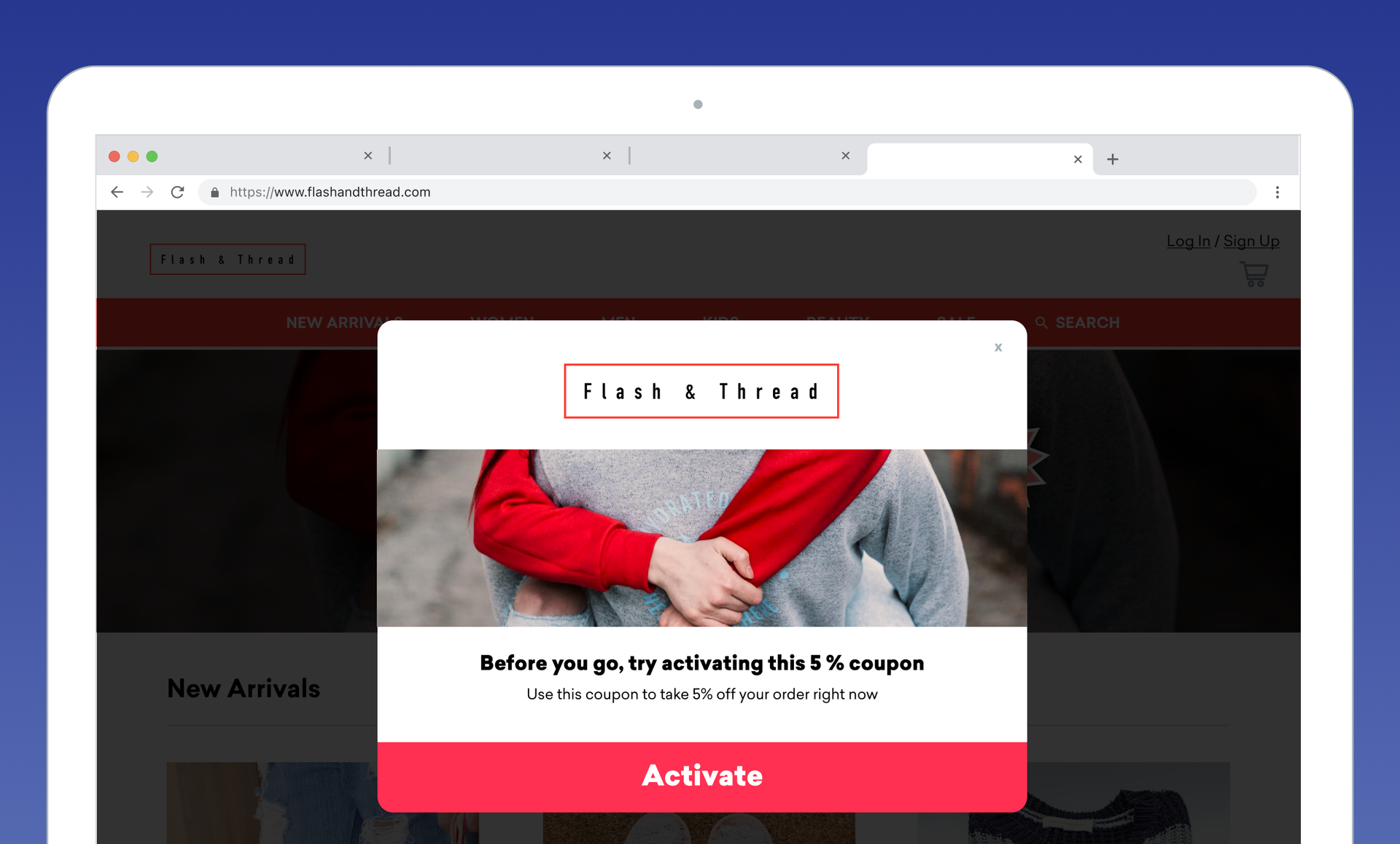 activate coupon screen based on user data
