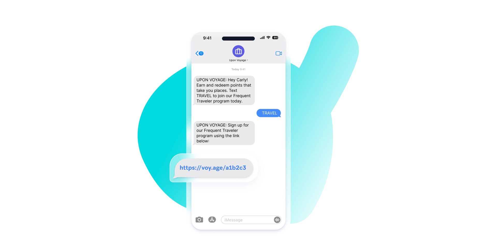 a phone displaying a message from upon voyage